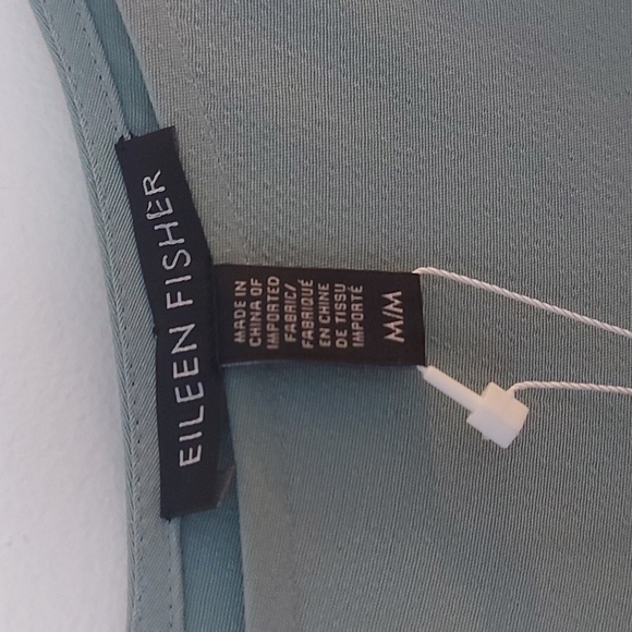 NWT Eileen Fisher Elm Slip Dress Adjustable Straps Sea Foam Green Side Slit - Picture 5 of 9
